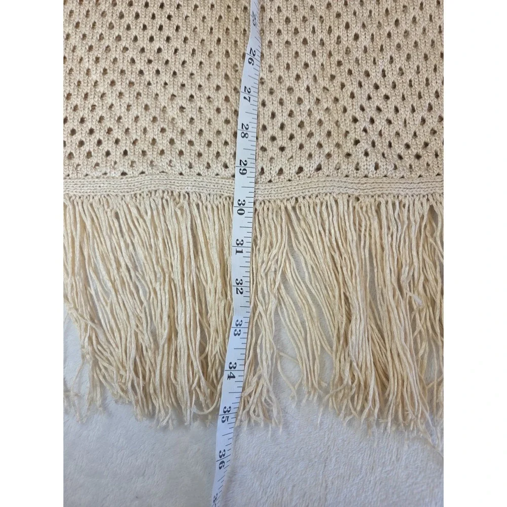 House of Harlow 1960 Skirt Crochet Knit Fringe Lined Size‎ S Boho Festival Tan